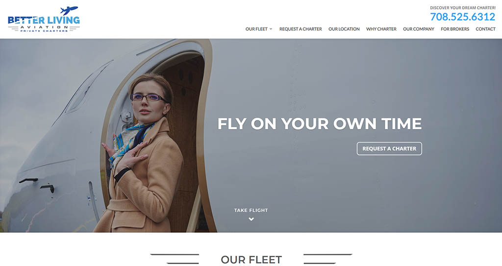 Airplane Charter Website Design Bolingbrook